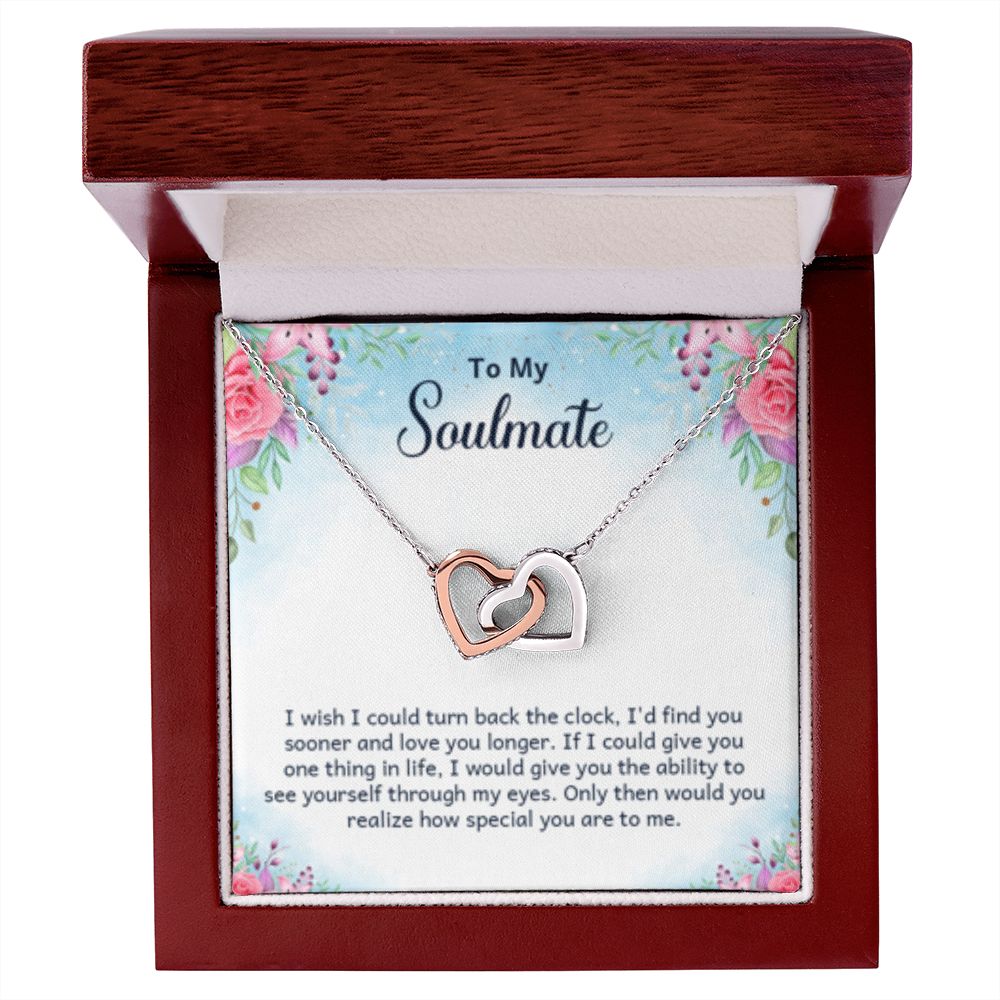 To My soulmate - I wish i could turn back Small Interlocking Hearts Necklace